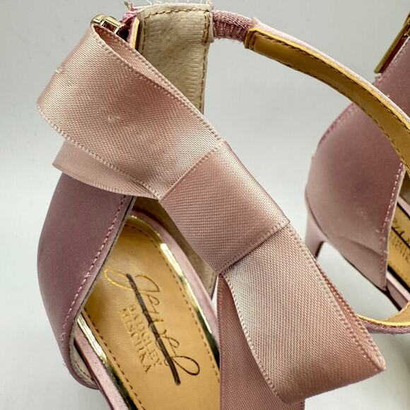 Jewel Badgley Mischka Daley Satin Rhinestone Ankle Strap Heels Size US 9 - Picture 9 of 12